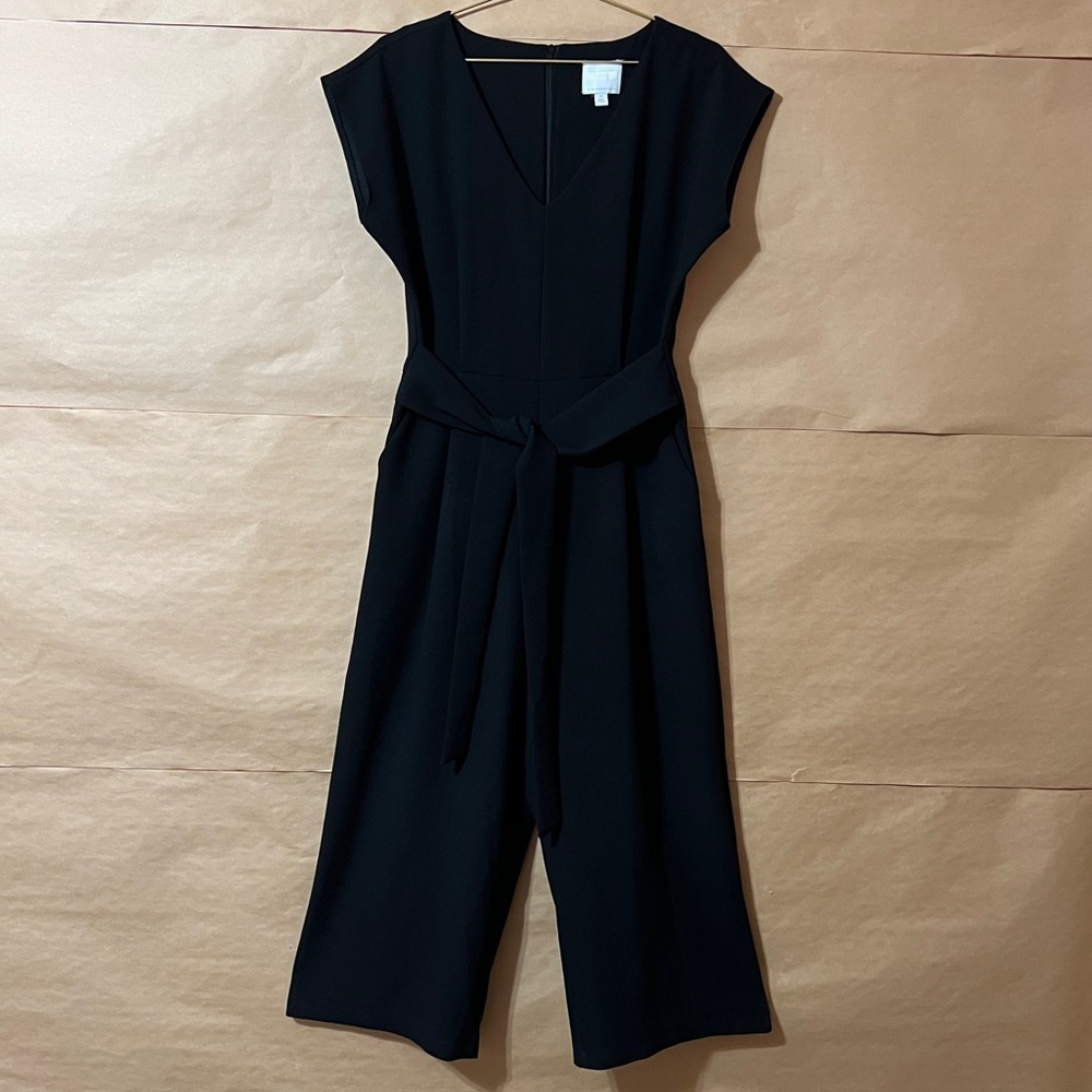 Anthropologie | ett:twa Sedona Jumpsuit Tie Front Wide Leg Cropped Black Size M